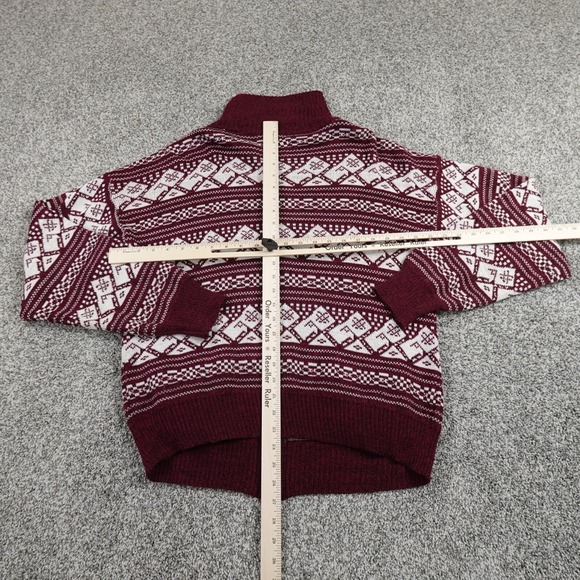 VTG Rob Winter Sweater Mens M Red Nordic Fair Isle Aztec Zip Sweatshirt Jacket - Picture 5 of 8